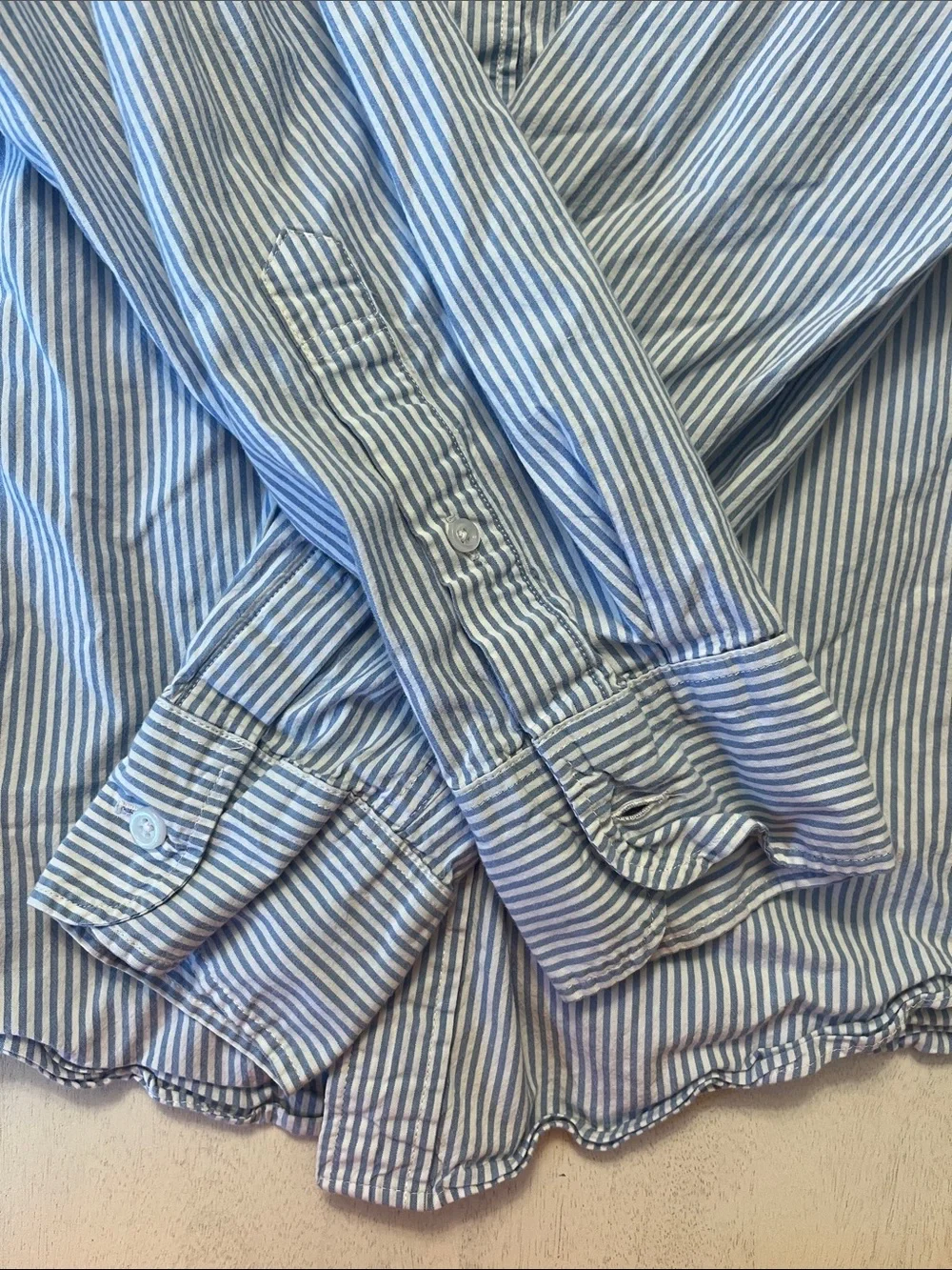 J. Crew Men’s Flex Washed Blue and White Narrow Stripe Button-Down Shirt
